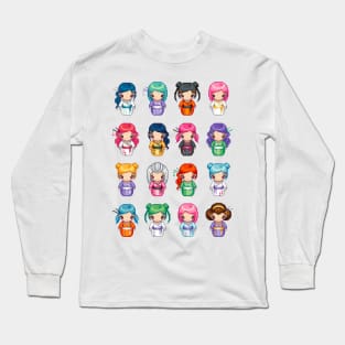 Geisha Girls Pixel Art Long Sleeve T-Shirt